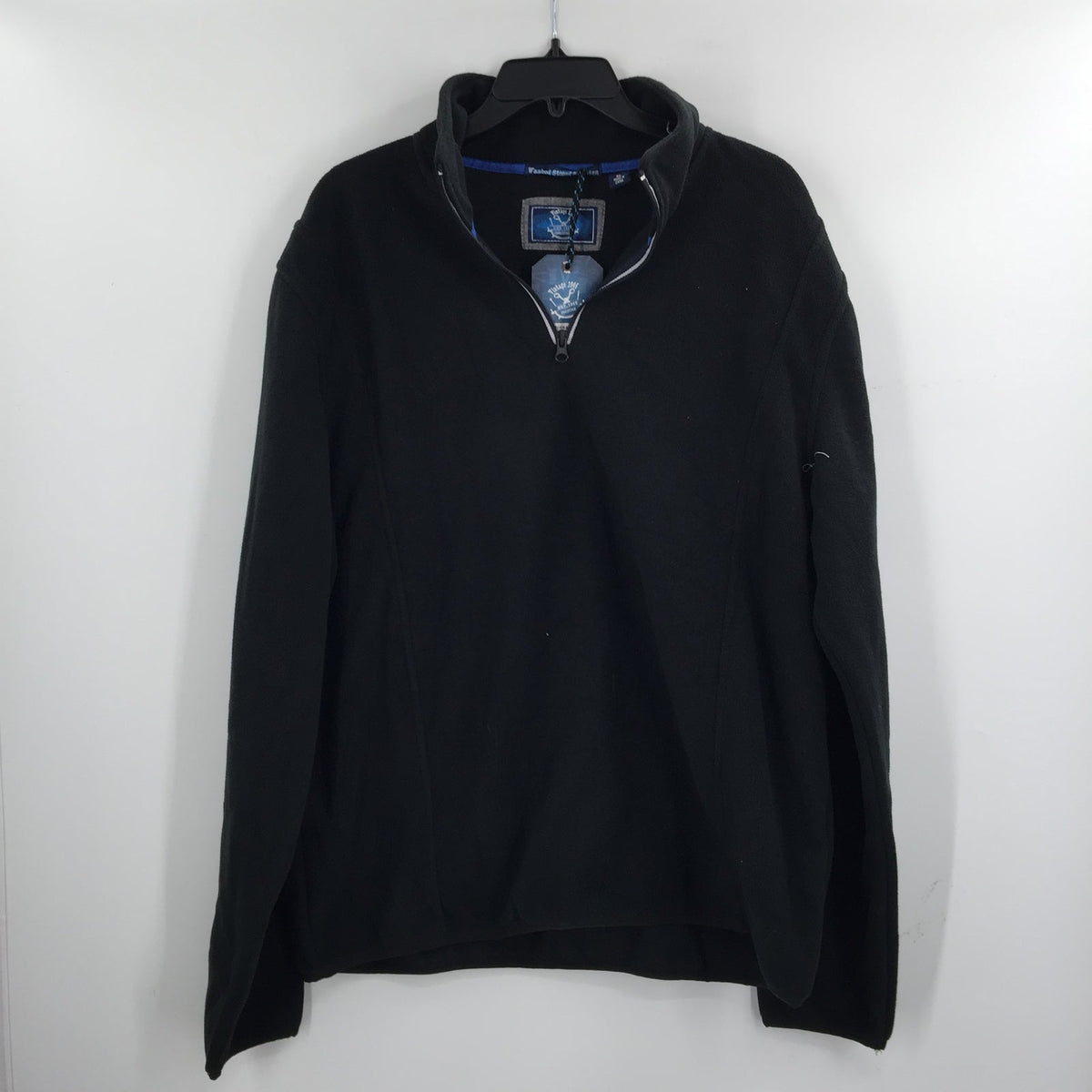 Vintage 1946 Partial Zip Fleece Knit Pullover Sweater Long Sleeve Black X-Large