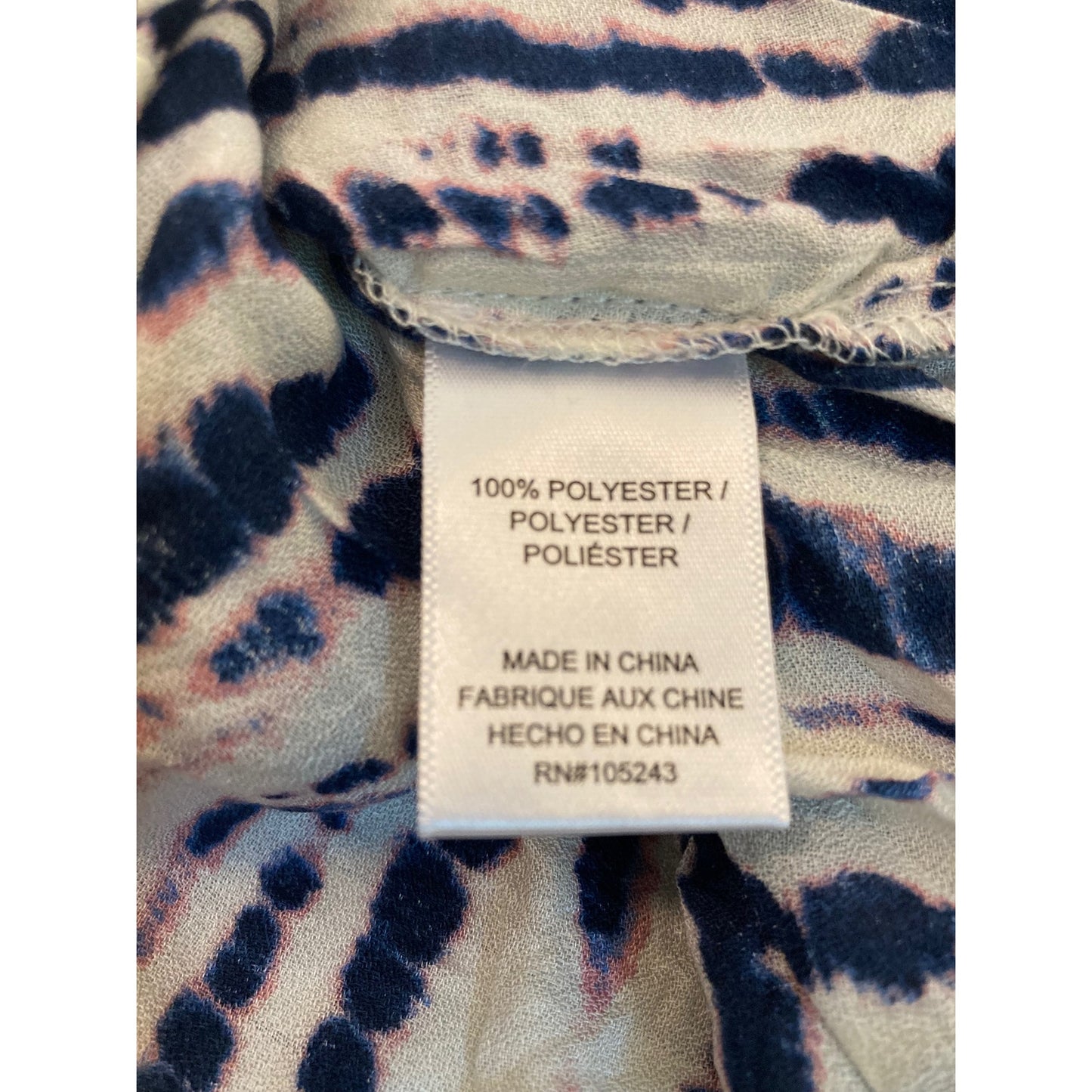 Bobeau Tie Dye Smocked V-Neck Boho Pullover Top Sz XXS/2XS Blue White Pink NWT