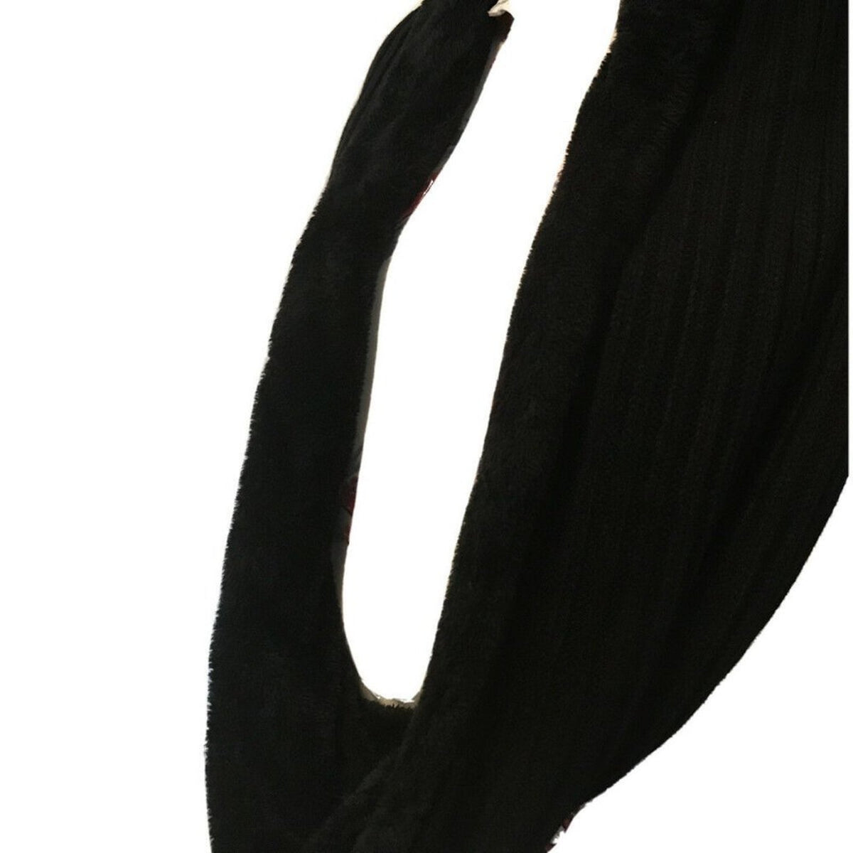DKNY Fleece-Lined Black Knit Infinity Scarf Length 29in