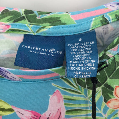 Caribbean Joe Tropical Pullover Top 3/4 Sleeve Crew Parrot floral Small SPRING