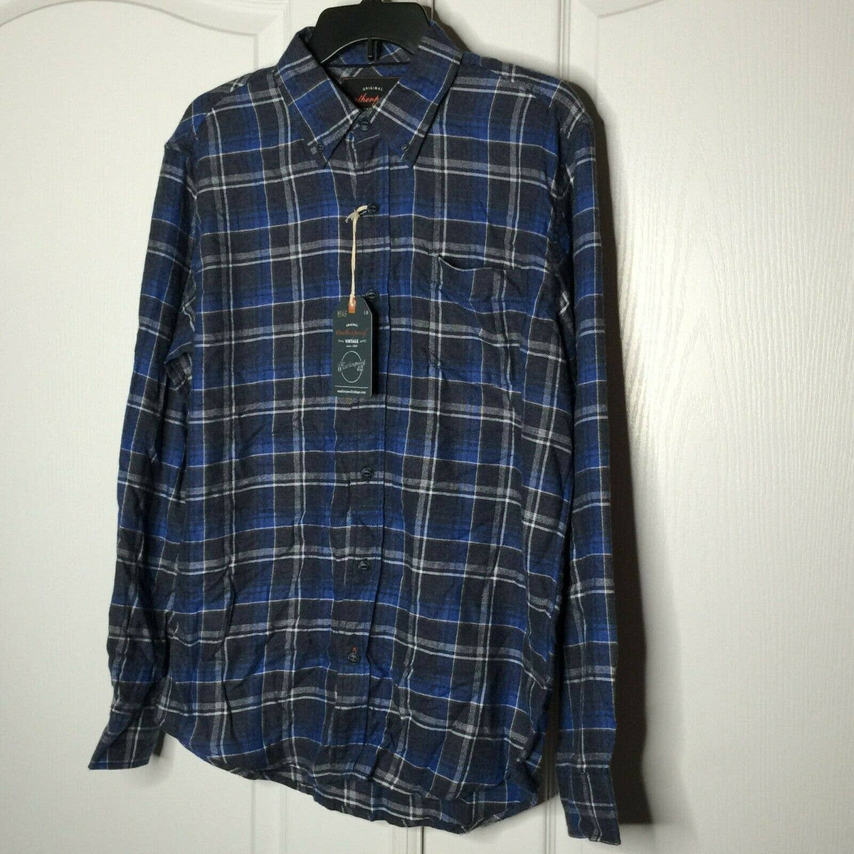 Weatherproof Vintage PLAID Button-Down Shirts Long Sleeves Blue/Gray Medium NWT