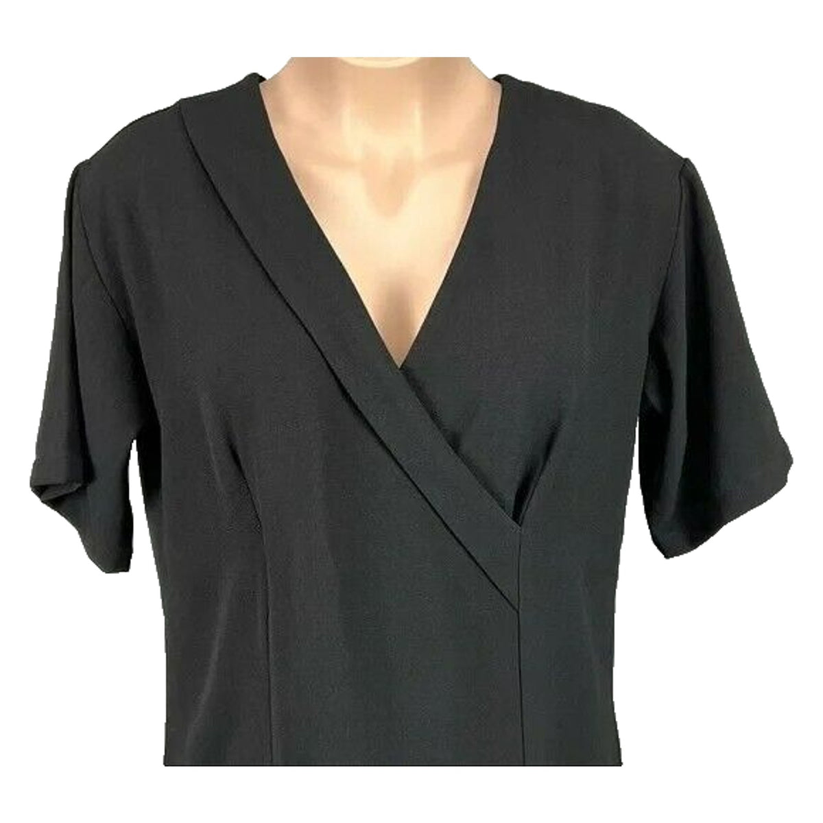 Bobeau Short Sleeve V-Neck Faux Wrap Mini Dress Sz XS / Extra Small Black NWT