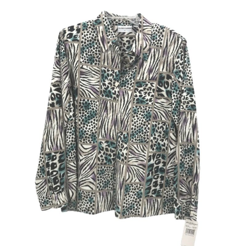 Alfred Dunner Women's Long Sleeves Button Up Shirt Top Animal Print Size 14 NWT