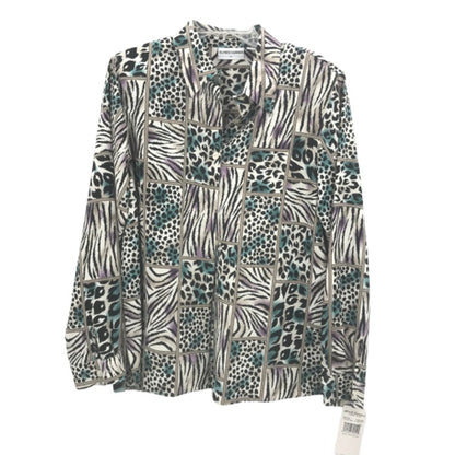 Alfred Dunner Women's Long Sleeves Button Up Shirt Top Animal Print Size 14 NWT