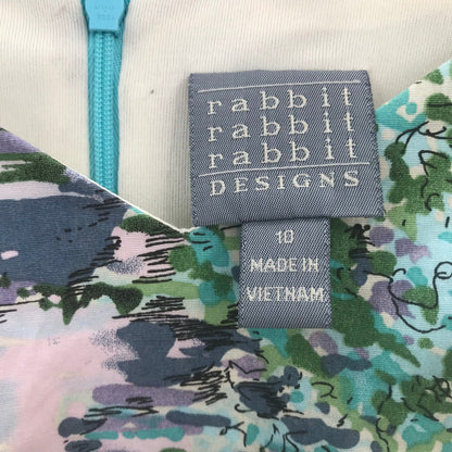 Rabbit Designs Watercolor Dress Sweetheart Neck Sleeveless Green Size 10