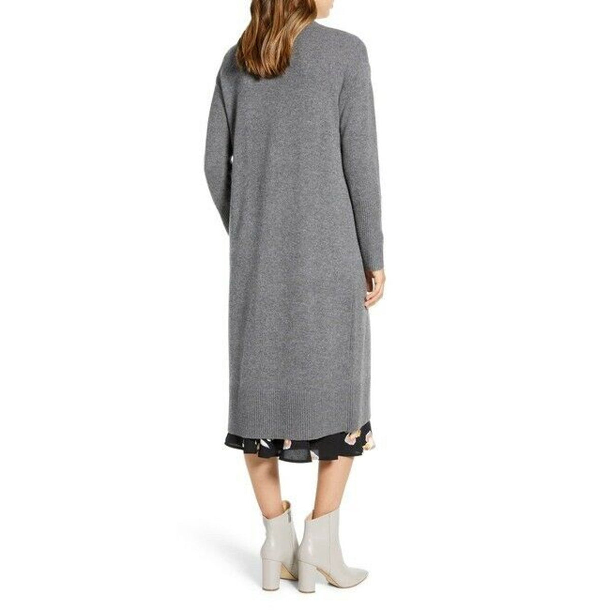Halogen Wool & Cashmere Long Cardigan Long Sleeves Front Welt Pockets Small NWT