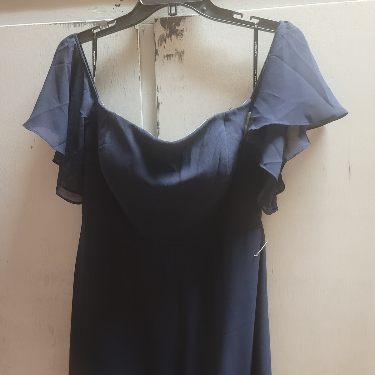 Levkoff Flutter Sleeve Full Length Dress NWT Lined Off the shoulder Size 10