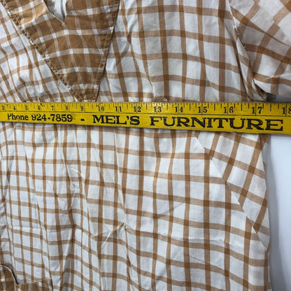 Vintage 1940s dress lightweight summer short sleeve brown Medium/ Large house