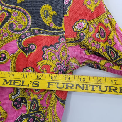 Vintage Paisley Long Sleeve Maxi Dress Waist Tie