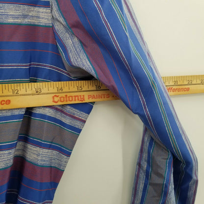 David Warren Striped Tie Waist Belt Dress Long Puff Sleeves Square Neck VTG 12