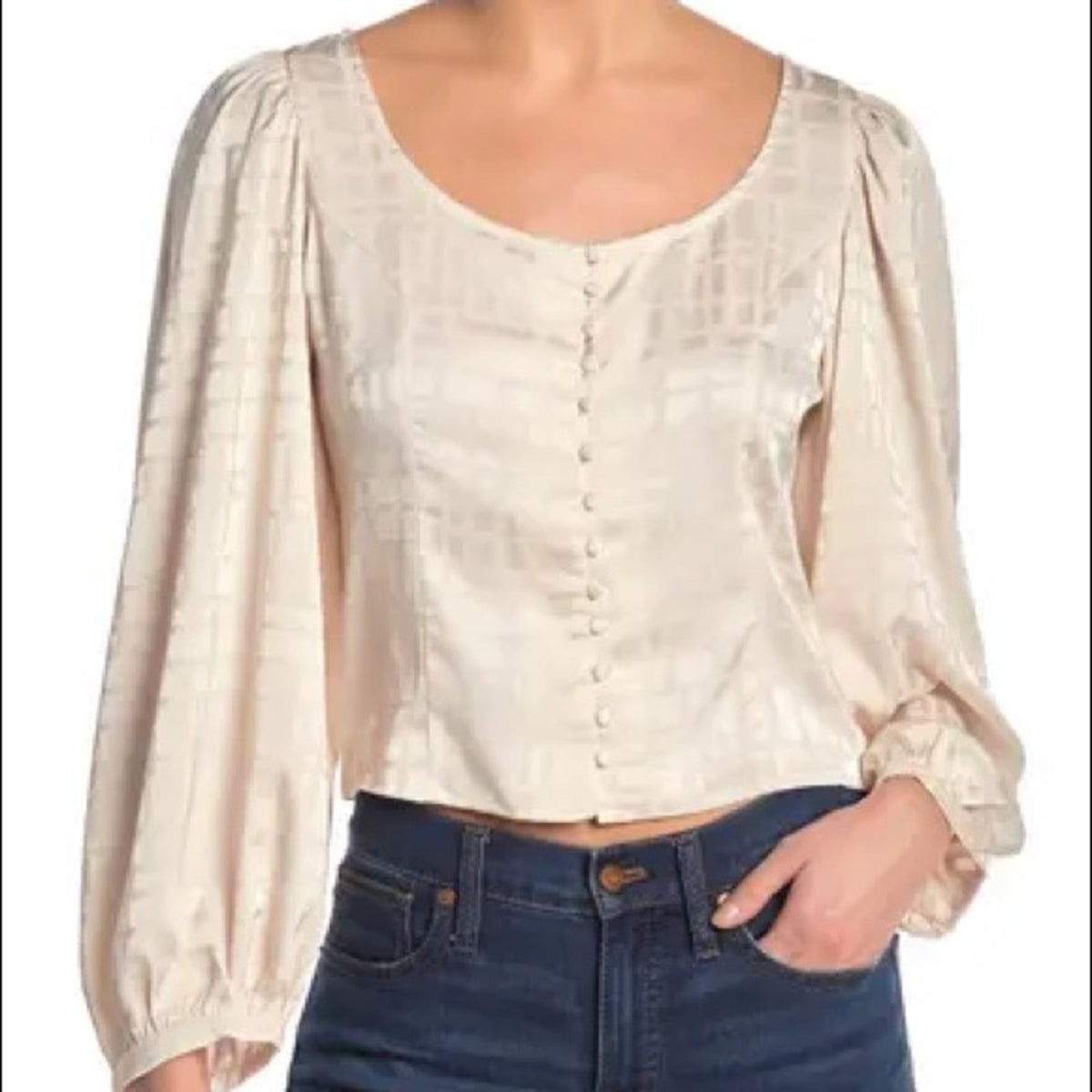 Know One Cares NEW Blouson Sleeve Satin Blouse Size Medium