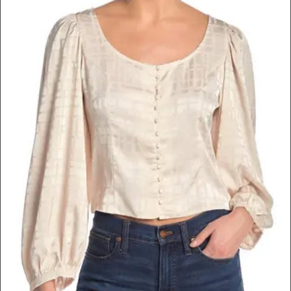 Know One Cares NEW Blouson Sleeve Satin Blouse Size Medium