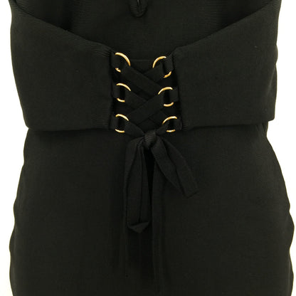 Few Moda Sleeveless Spaghetti Strap Corset Deep V Bodycon Dress Back Zip Medium