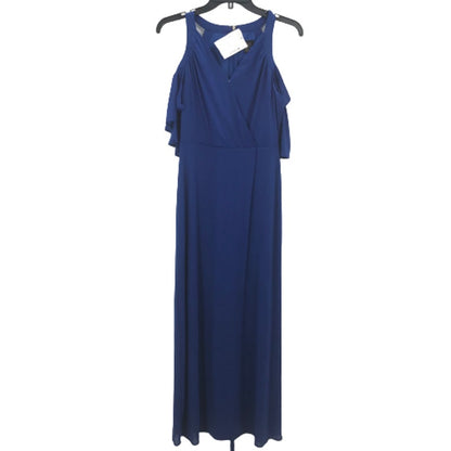 Thalia Sodi Off Shoulder Maxi Dress V-Neck Back Zip Blue Small New Flutter