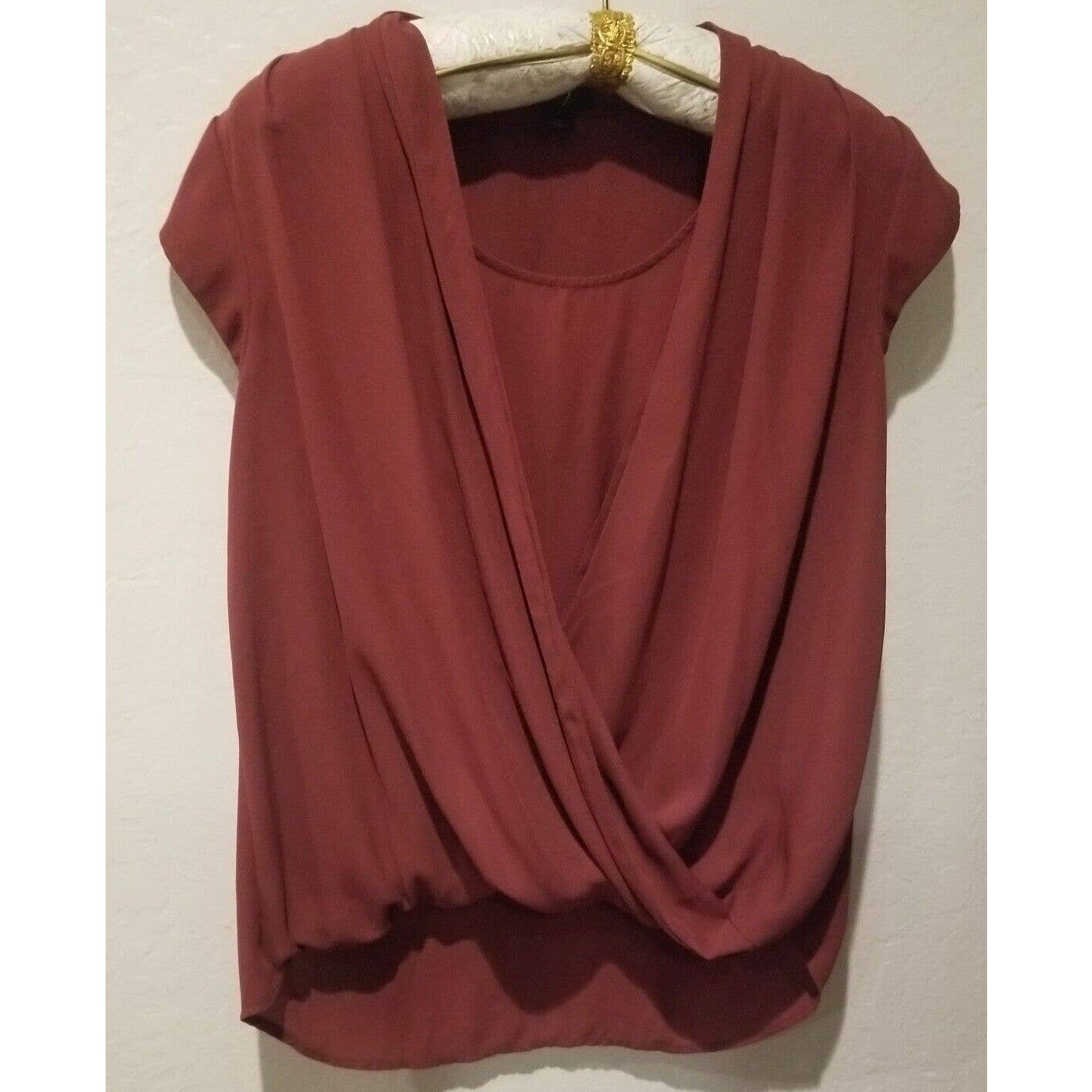 Halogen Draped Surplice Cami Insert Pullover Blouse XS/Extra Small Burgundy NWT