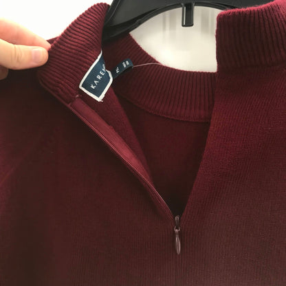 Karen Scott Crew Neck Pullover Back Zip Sweater Long Sleeve Maroon XL Petite