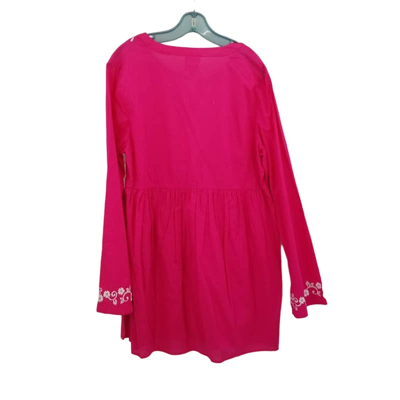 Diane Gilman NWT Embroidered Pink Long Sleeve Blouse Size Large