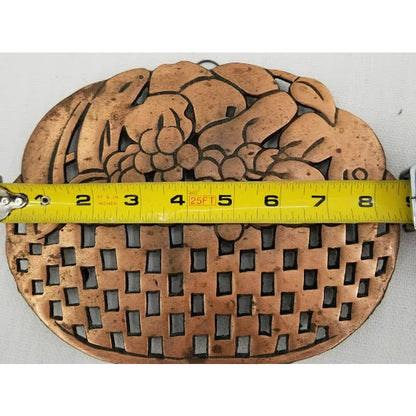 Lot of 3 Vintage Coppertone Iron Kitchen Trivets Pig Basket Kettle Teapot Footed