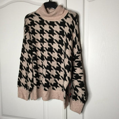 Vince Camuto Pullover Sweater Turtleneck Sweater Houndstooth Large Winter Heavy