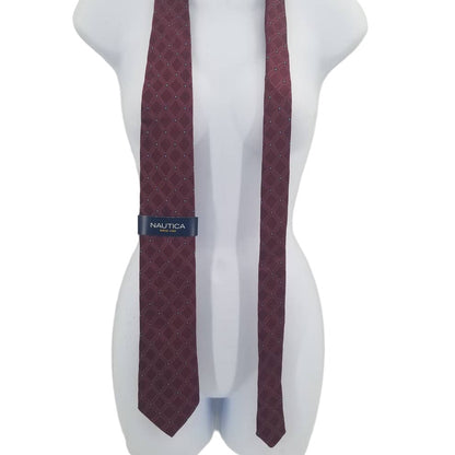 Nautica Garnet with Blue Accents Mens Vintage Neck Tie 60" NWT