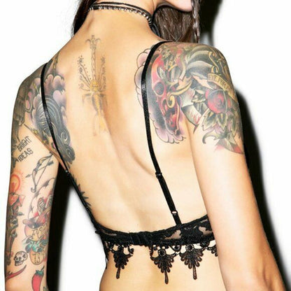 Dollskill Line & Dot Francoise Triangle Crochet Lace Bralette Bra Black Small