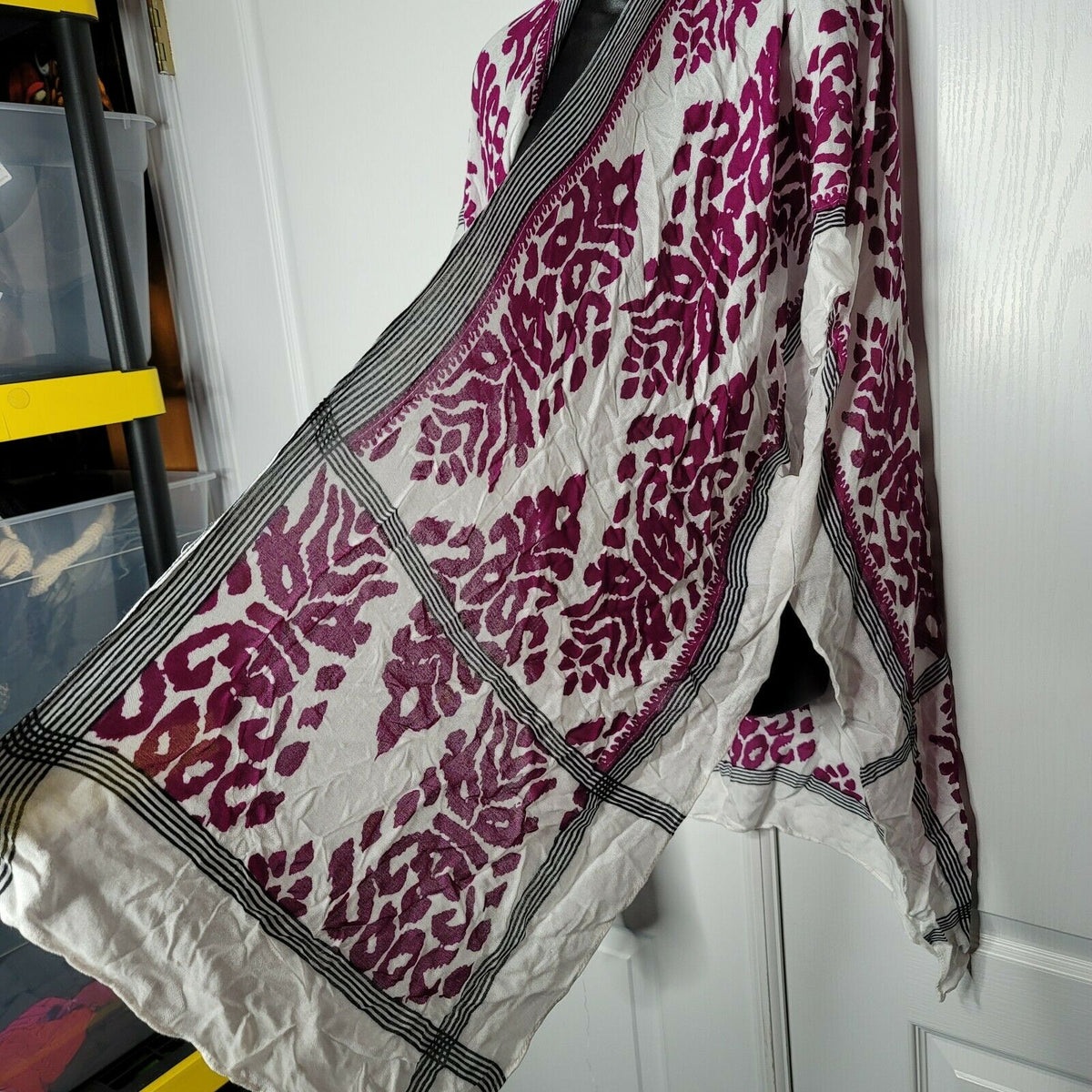 International Concepts CEJON damask print cover up sHAWL ruana burgundy NEW