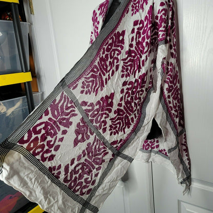 International Concepts CEJON damask print cover up sHAWL ruana burgundy NEW