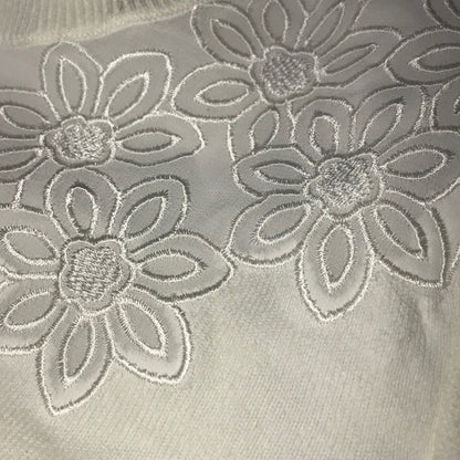 CeCe NEW White Ruffle Floral Embroidered Sweater XL Lightweight Pack extra large