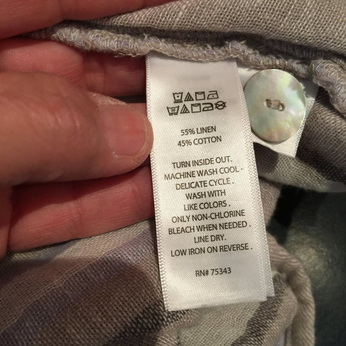Tahari Linen Cotton Open Front Jacket LARGE Long Sleeve Lagenlook Pockets Gray