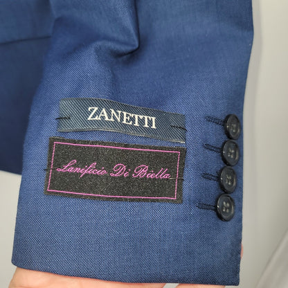 Zanetti Suit Jacket Size 40 Regular Porto Model Wool Blend NEW Blue Coat