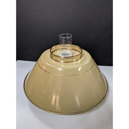 Vintage 2 piece metal and glass chimney light cover Cream hanging pendant table