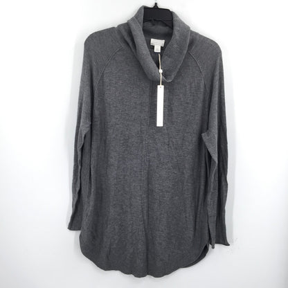 Caslon Tunic Sweater Cowl Neck Long Sleeve Round Hem Knitted Grey Size Medium