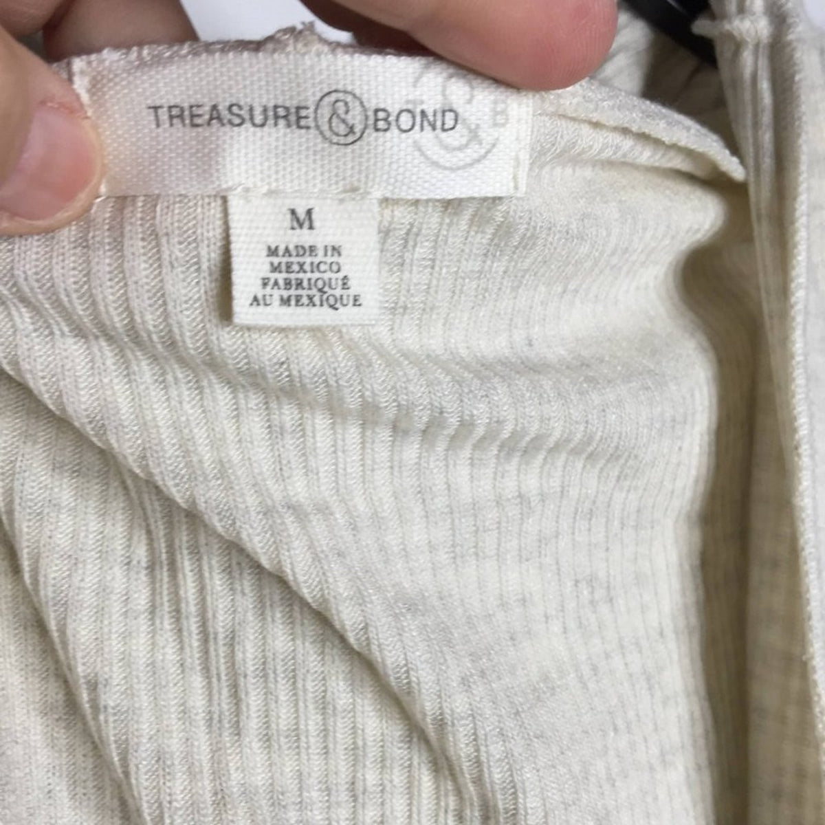 Treasure & Bond Open Front Cardigan Sweater Ribbed Cozy Beige Oatmeal Medium NEW