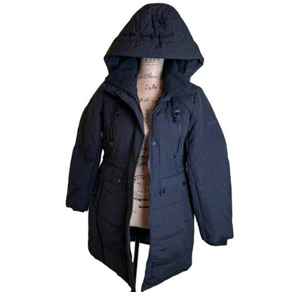 Lucky Brand Zip & Snap Front Parka Coat Sz Small Black NWT Faux Fur-Lined Hood