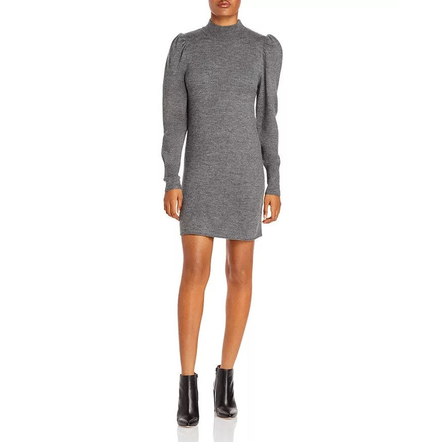 WAYF NWT Lola Puff Sleeve Dark Grey Sweater Dress Size XL