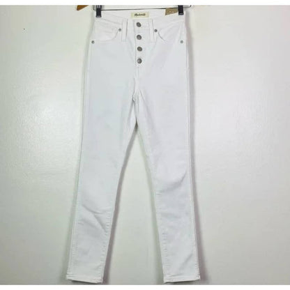 Madewell Women's Button Front High Rise Skinny Crop Jeans Waist 27" White NWT
