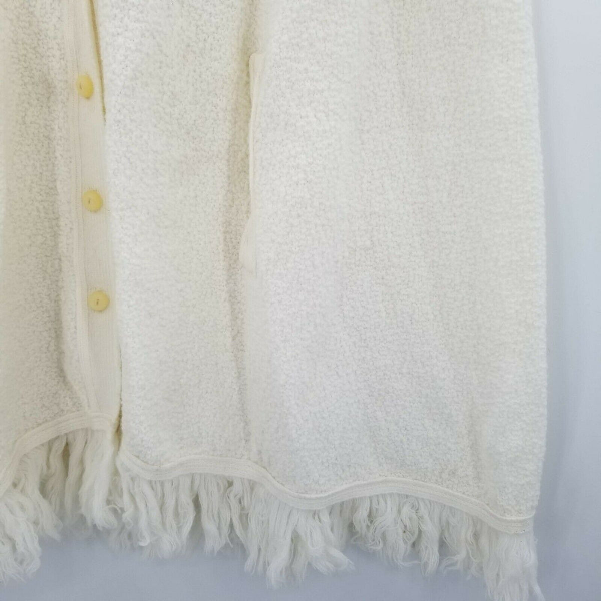 British Vogue Cardigan Button Poncho BOHO Poncho Arm Sleeves Collared Neck Ivory