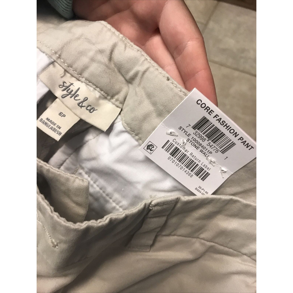 Style Co NWT Women’s Petite Mid Rise Straight Leg Ankle Stonewall Pants Size 6P