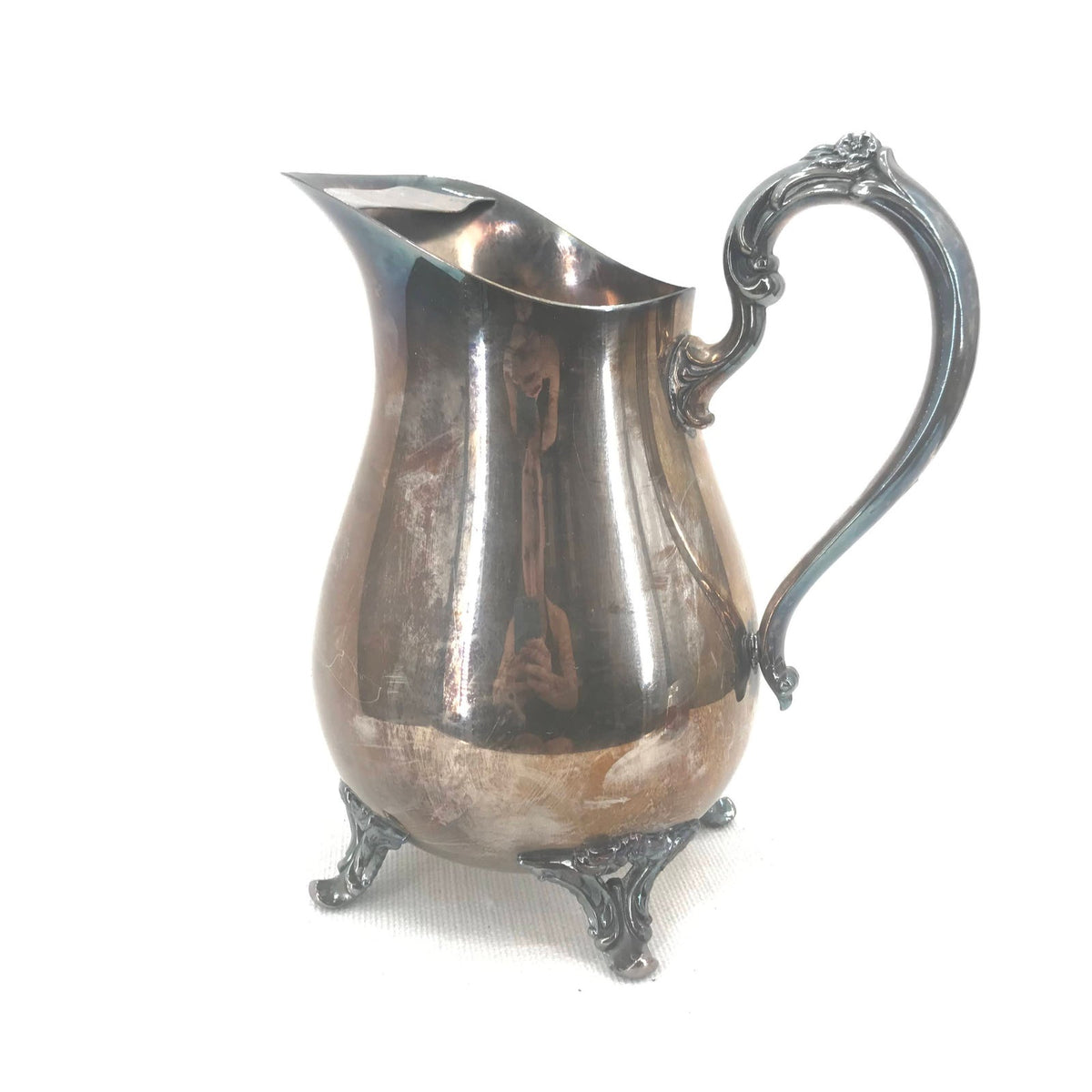 WM Rogers 317 Classic Silver Plate Water Claw Footed Pitcher with Lace Lip Guard
