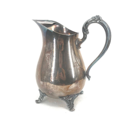 WM Rogers 317 Classic Silver Plate Water Claw Footed Pitcher with Lace Lip Guard