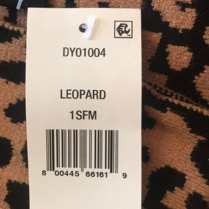 DKNY Logo Velvet Flocked Flat Knit Scarf Black Leopard Print Brand New Wrap