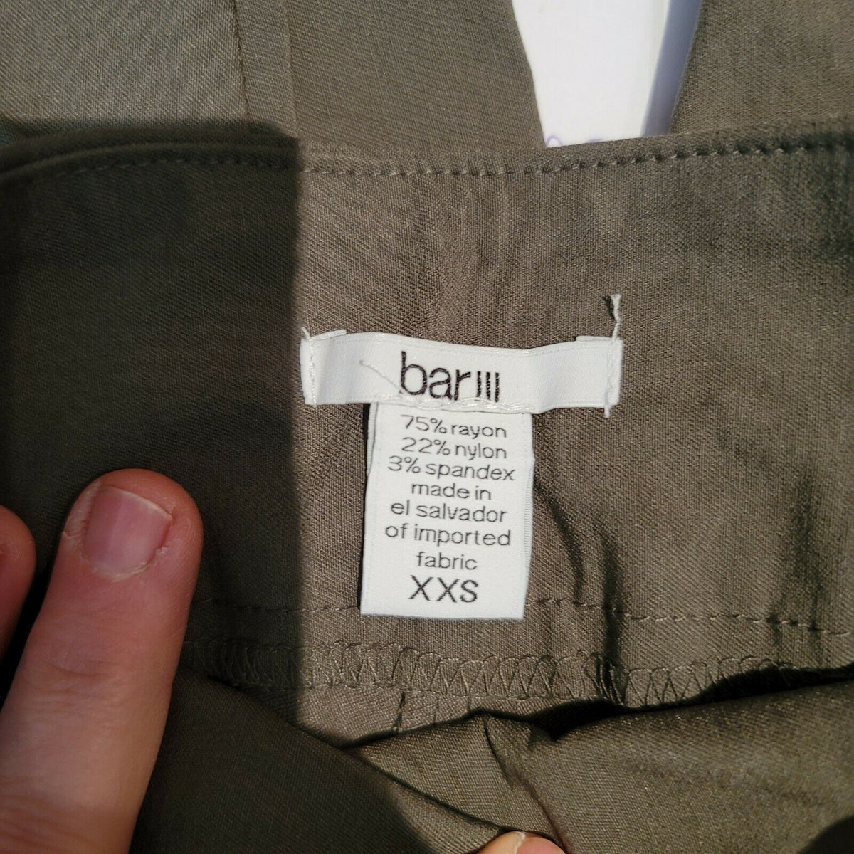 Bar Iii Cropped Skinny Pull-On Pants High Rise Zip-Pocket Green Casual XX-Small
