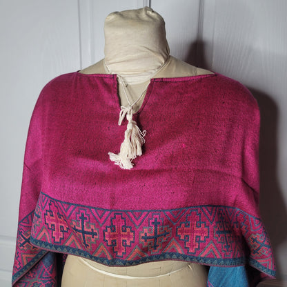 Chic hand-woven Poncho Bohemian Crop top Wrap Western Ethnic Clothing ONE SIZE