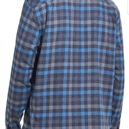 Weatherproof Vintage Blue Grey plaid Flannel SMALL Long Sleeve Button Down NEW