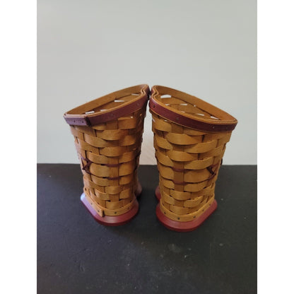 PAIR Of Two 2008 Longaberger WOVEN Sweetheart True Love Heart Shaped Baskets