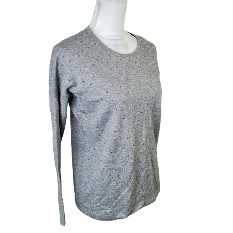 Matty M Women's Top XS/Extra Small Heather Grey NWT Shiny Studded Bead Front