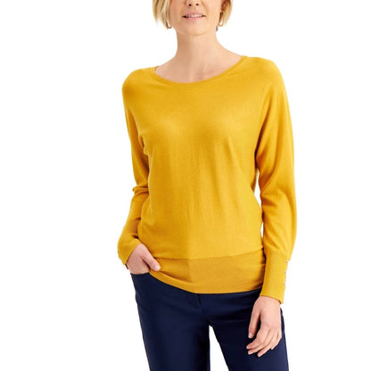 JM Collection NWT Rivet Dolman Long Sleeves Top Golden Poppy Small