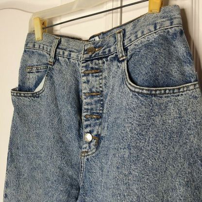 Steel VINTAGE Skinny Cropped Jeans High Rise Light Wash Blue Acid Wash MOM 13