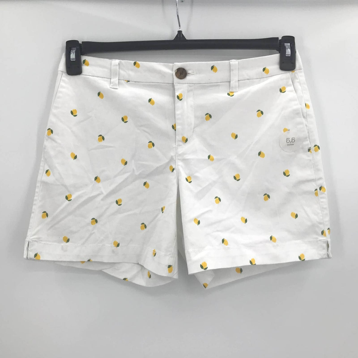 Style & Co Lemon Printed Chino Shorts Mid Rise Button Fly White 8