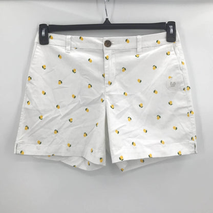 Style & Co Lemon Printed Chino Shorts Mid Rise Button Fly White 8